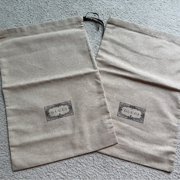 2 Gucci Storage Drawstring Dust Bag Light Brown Beige Sand Authentic 12”X 16.5”